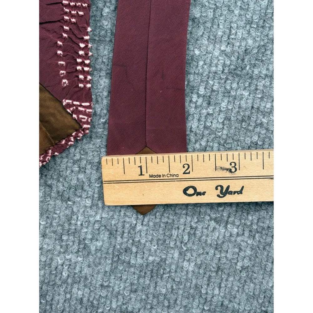 Royal Burgundy Silk Textured Shibori Pattern Necktie Mens Wide Silk Tie